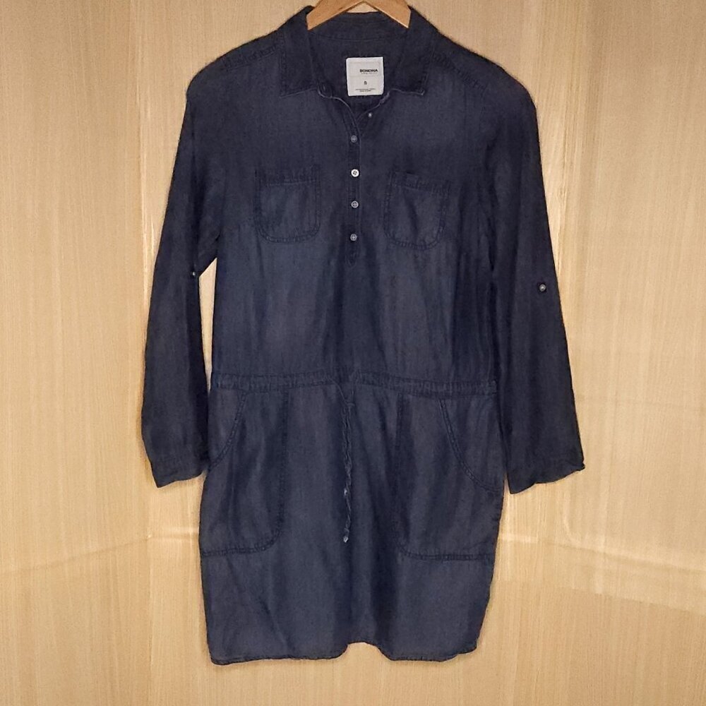 Sonoma Denim Look Womens Blue Midi Dress Small